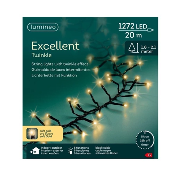 Kerstboomverlichting excellent twinkle soft gold 20m (1272 leds) 3 Kerstboomverlichting excellent twinkle soft gold 20m (1272 leds) - afbeelding 3