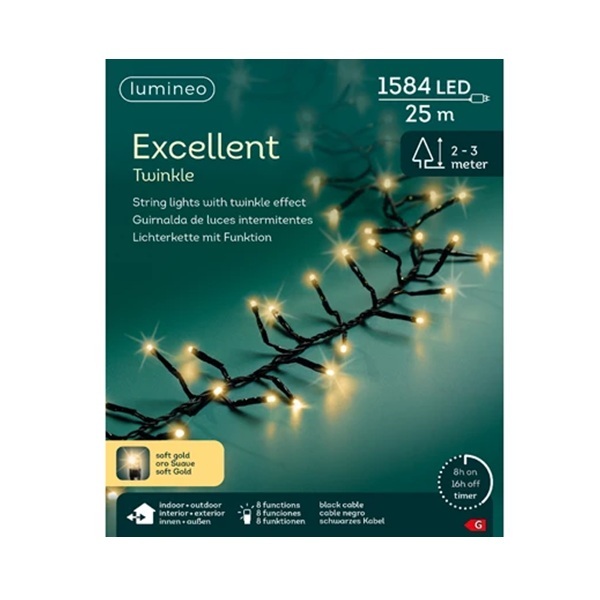 Kerstboomverlichting excellent twinkle soft gold 25m (1584 leds) 3 Kerstboomverlichting excellent twinkle soft gold 25m (1584 leds) - afbeelding 3