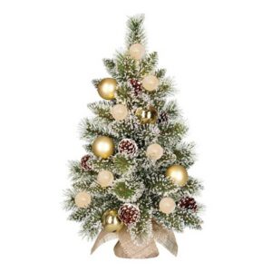 Boom groen grosted goud met led 60cm