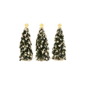 Luville snowy conifer with lights h22xd9cm (set: 3 stuks)