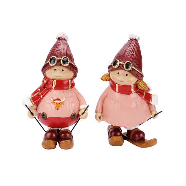 Skier bordeaux/roze 15cm 1 Skier