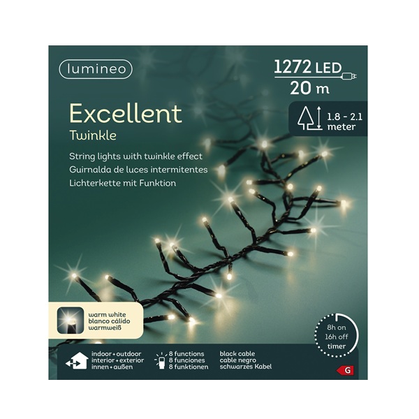 Kerstboomverlichting excellent twinkle warm wit 20m (1272 leds) 3 Excellent twinkle warm wit