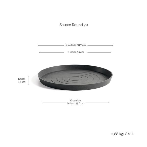 Ecopots onderschotel rond 70 dark grey 3 Ecopots onderschotel rond 70 dark grey - afbeelding 3
