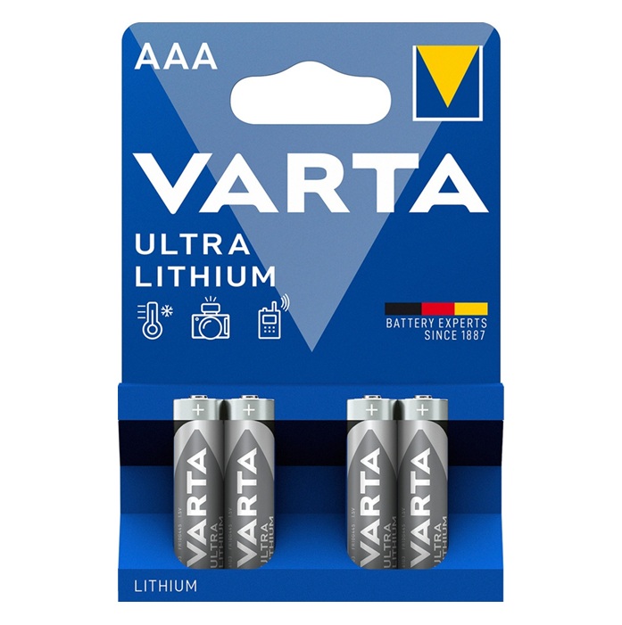 Batterijen AAA Varta ultra lithium 4 stuks 1 Batterijen aaa varta ultra lithium 4 stuks