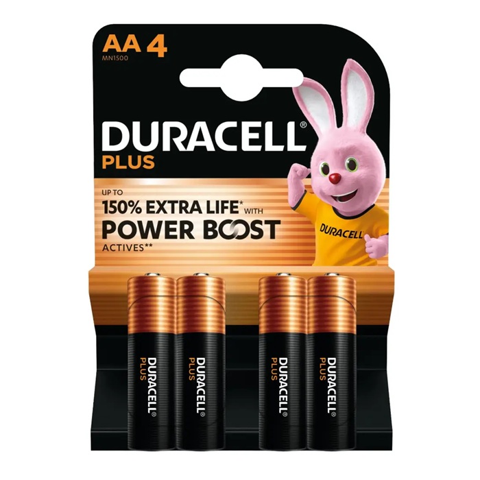 Batterijen AA Duracell LR06 MN1500 1.5V 4 stuks 1 Batterijen aa duracell lr06 mn1500 1. 5v 4 stuks
