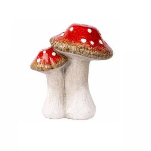 Herfst paddenstoel rood/wit keramiek 17x13xh20cm per stuk