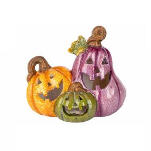 Halloween pompoen keramiek met led 17x12xh14cm per stuk