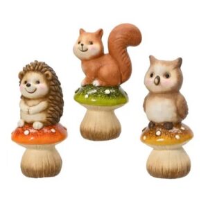 Herst dier op paddenstoel terracotta l11.4xb8.7xh18cm per stuk