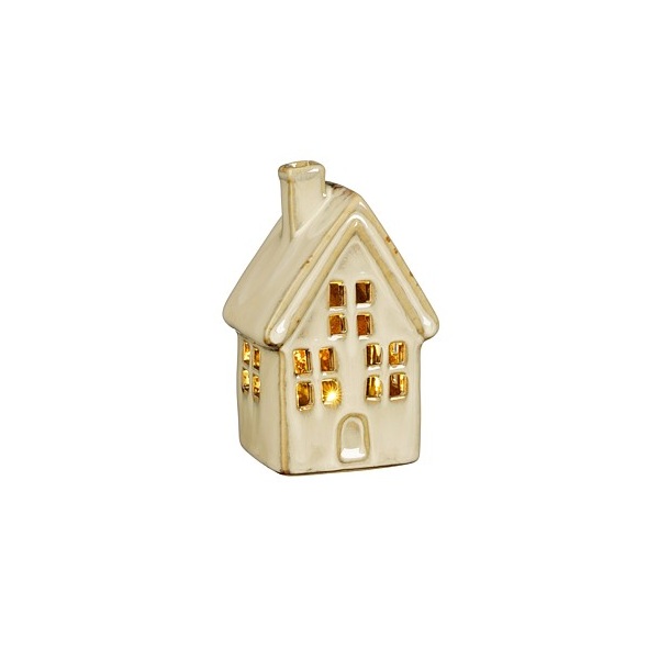 Huis bruin met led 11cm 1 Huis
