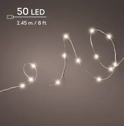 Kerst verlichting led warm white twinkle op batterij 2.45m (50 leds) 1 Warm
