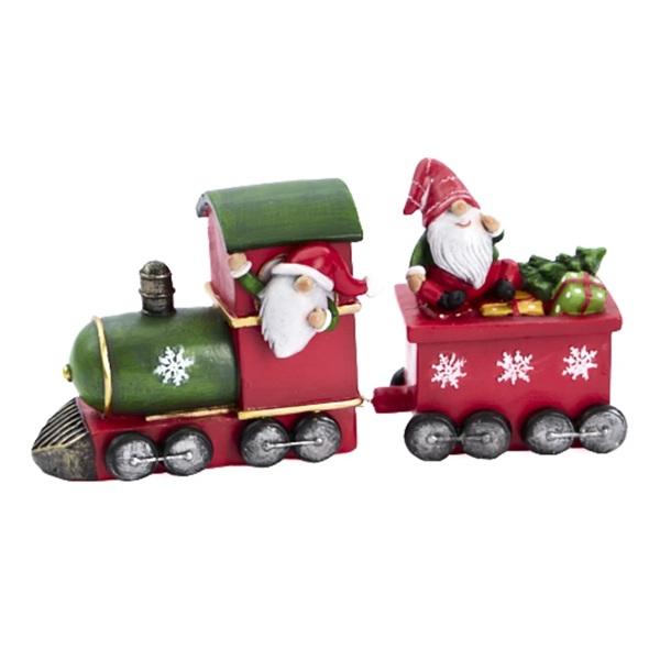 Trein met kerstman rood-groen 20xH9cm 1 Trein